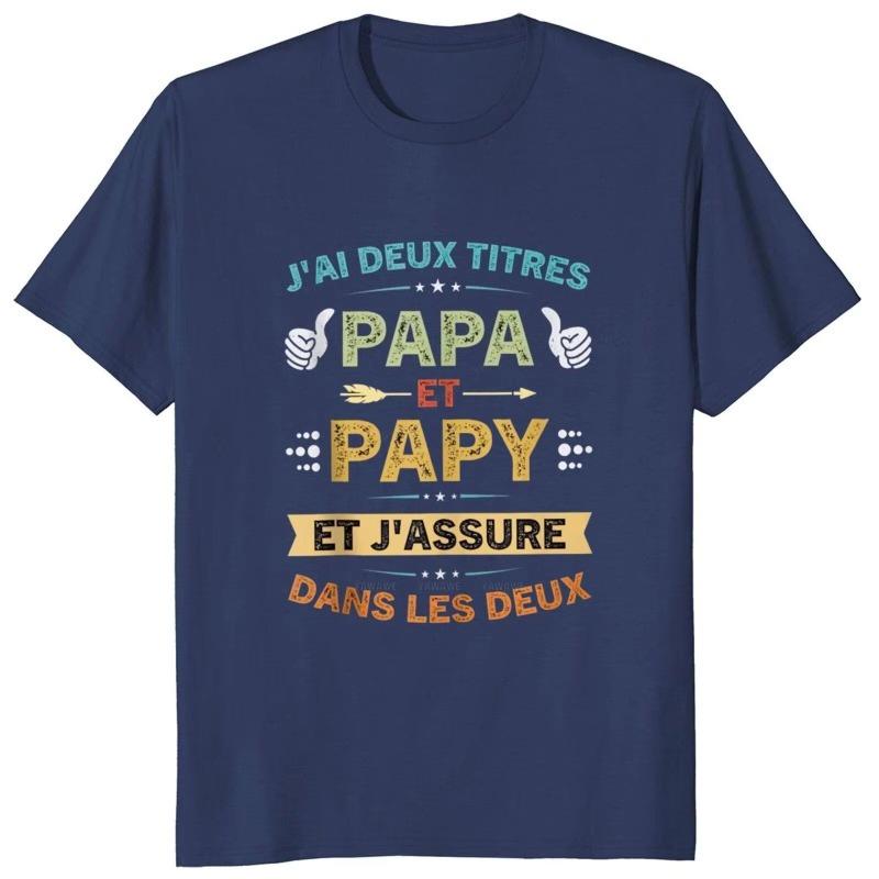 Male Brand Tshirts Retro I Have Two Titles Dad and Grandpa T Shirt Papa Papy Father Gift Tshirt for Men Cotton Oneck Tshirt