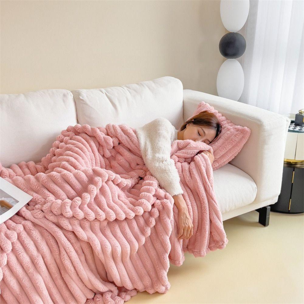Bed Suppiles Solid Color Flannel Blanket Comfortable Warm Blanket Soft Thickened Office Nap Blanket Home