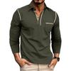 Men's Solid Color Button Lapel Long Sleeve Top Men's Casual Fashion Long Sleeve Top