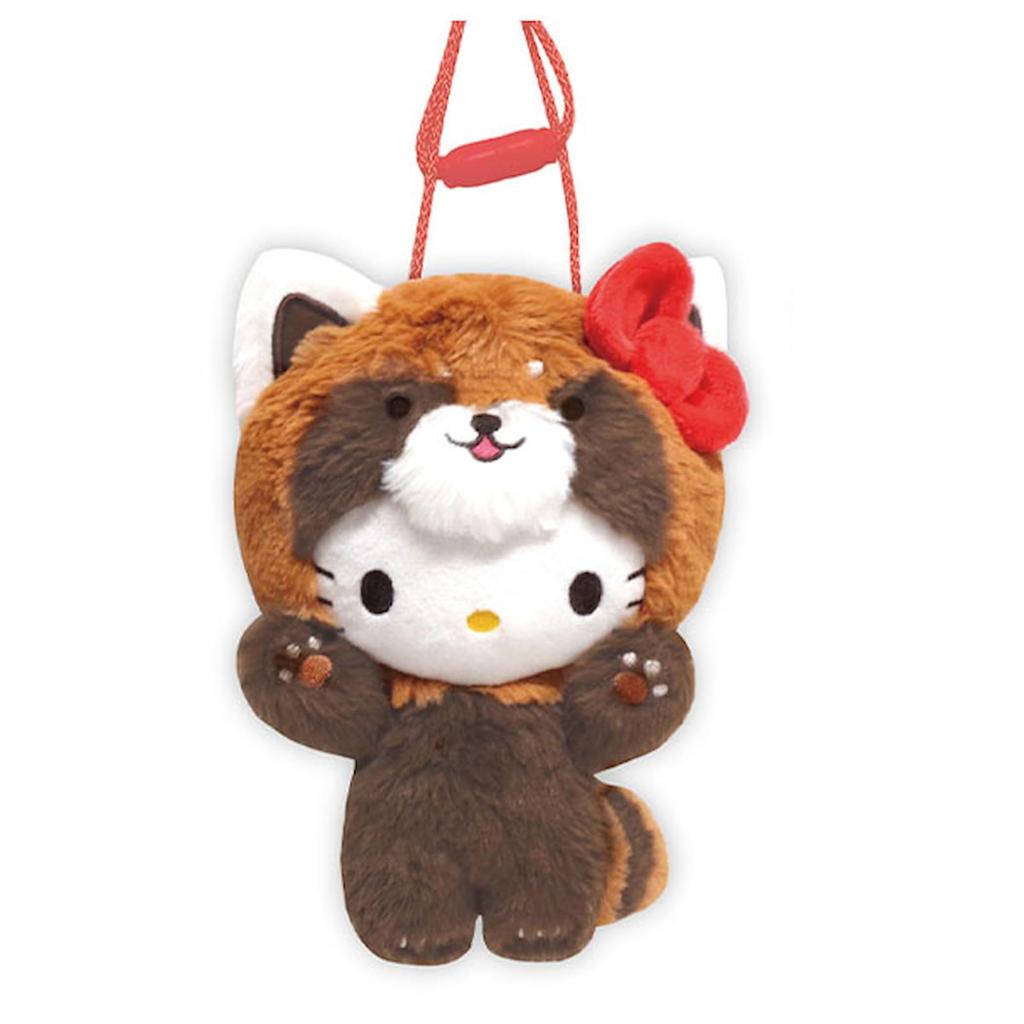 K Company Sanrio Characters Plush Neck Pouch Hello Kitty (Banzai Series) (Red Panda) SAB-NNP-KT