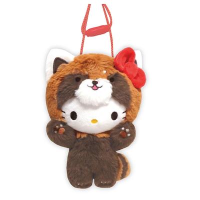 K Company Pochette de cou en peluche Personnages Sanrio Hello Kitty (Série Banzai) (Panda roux) SAB-NNP-KT