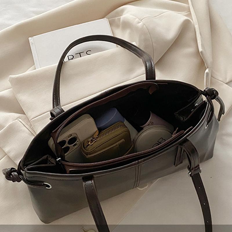 Vielseitige Handtasche aus weichem PU-Leder, quadratisch, Vintage-Damen-Schultertasche, klassisches Luxusdesign, Reißverschluss, Unterarmtasche, Tote