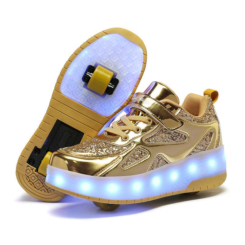 Children's Runaway Shoes Invisible Double Wheels Removable Teenagers Charging with Lights Colorful Luminous Roller Skates
