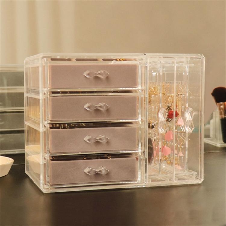 Elegant Jewelry Holder With 5 Drawers Clear Plastic Case For Women's Earrings Rings and Necklaces Storage Solution
