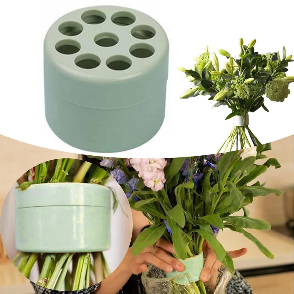

7cm Flower Arranger for Large and Small Flower Stems Reusable Bouquet Stand Spiral Flower Stem Holder ABS +TPE Flower Arranger Green