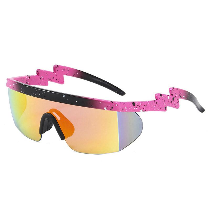 1pc One-piece Sunglasses Lightning Legs Outdoor Sports Cycling Glasses Irregular Sunglasses Women's Sunglasses Men's Sunglasses