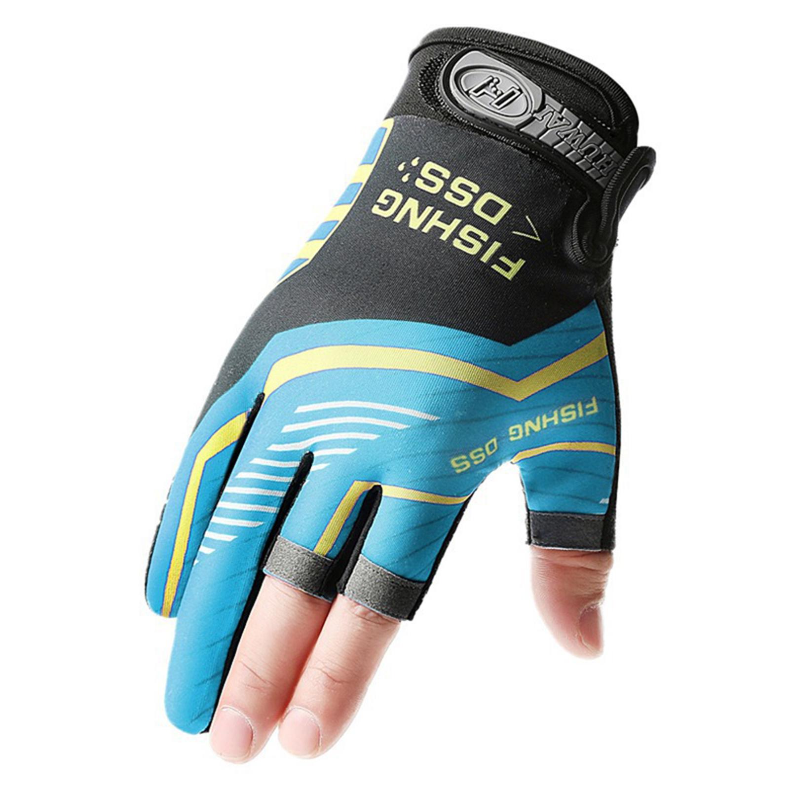 

1 Pair Anti-Slip Fishing Gloves 3 Finger Cut Design UV Protection Breathable Universal for Men Women Kayaking Rowing 21x10cm