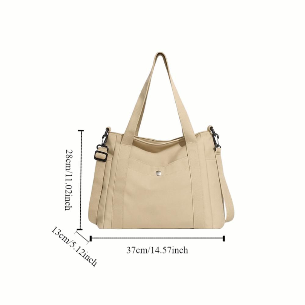 Large Capacity Multi Pocket Tote Bag Solid Color Nylon Crossbody Bag Canvas Tote Bag Commuting