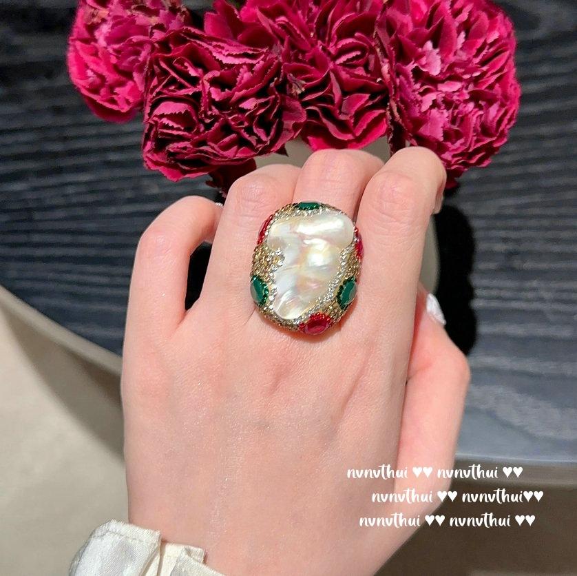 Damascus Rose Glazed Bracelet Vintage Plated 18K Gold, Baroque Citrine Drop Sweater Chain