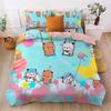 Cute Bear Bedding Set, Bubu Dudu Bear Printed Duvet Cover for Kids Boys Girls Teens,Cartoon Animal Pattern Quilt Cover Single