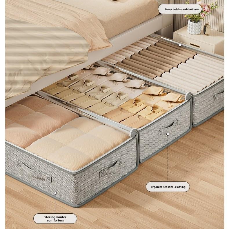 Bed Under Clothes Storage Bin With Lid Foldable Nonwoven Fabric For Bedroom Organization