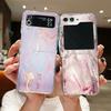 For Samsung Galaxy Z Flip 7 6 5 4 3 Case Watercolor Marble Pattern Hard Clear Folding Cover For Samsung Z Flip6 Flip5 Flip7