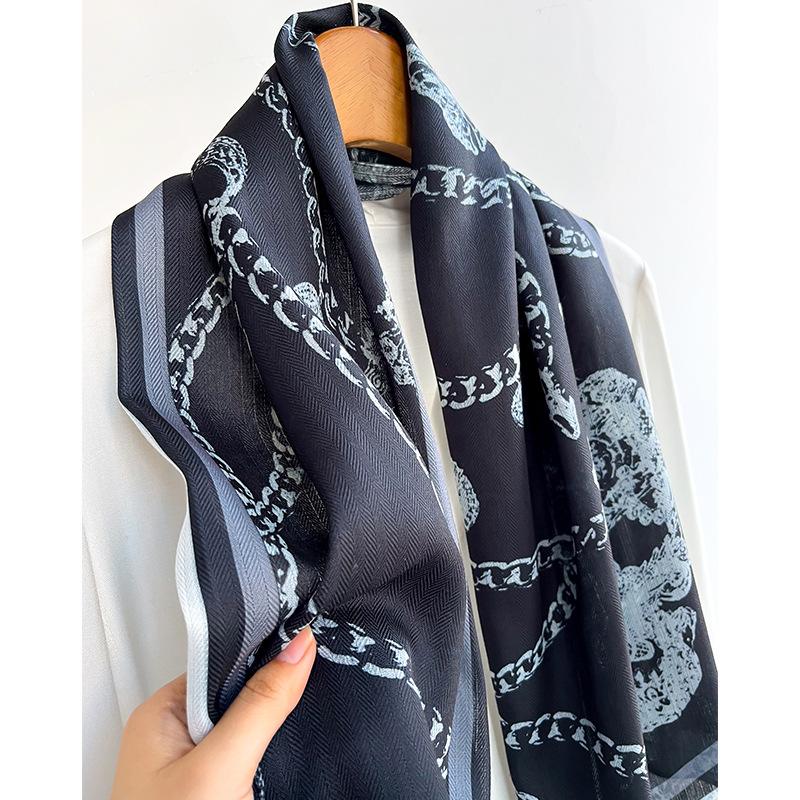 New Chain Korean Style Fashion Long Strip Scarf Thin Scarf Warm Spring Autumn Summer Fashionable Versatile Streamer for Women