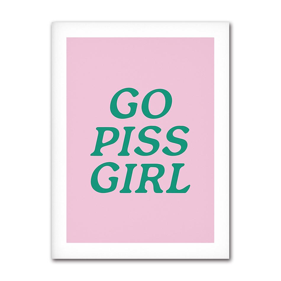 Fun Colored Text Bathroom Identification Series Poster Print Canvas Art Pictures Home for Wall Modern Decor Frameless Painting
