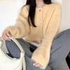 Soft and Glutinous Knitted Cardigan for Autumn and Winter, Round-neck, Laid-back Style Sweater Coat for Women