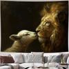 Majestic Lion and Lamb Tapestry Wall Hanging Art Print for Living Room Bedroom Decor Safari Wildlife Gift 150x300cm