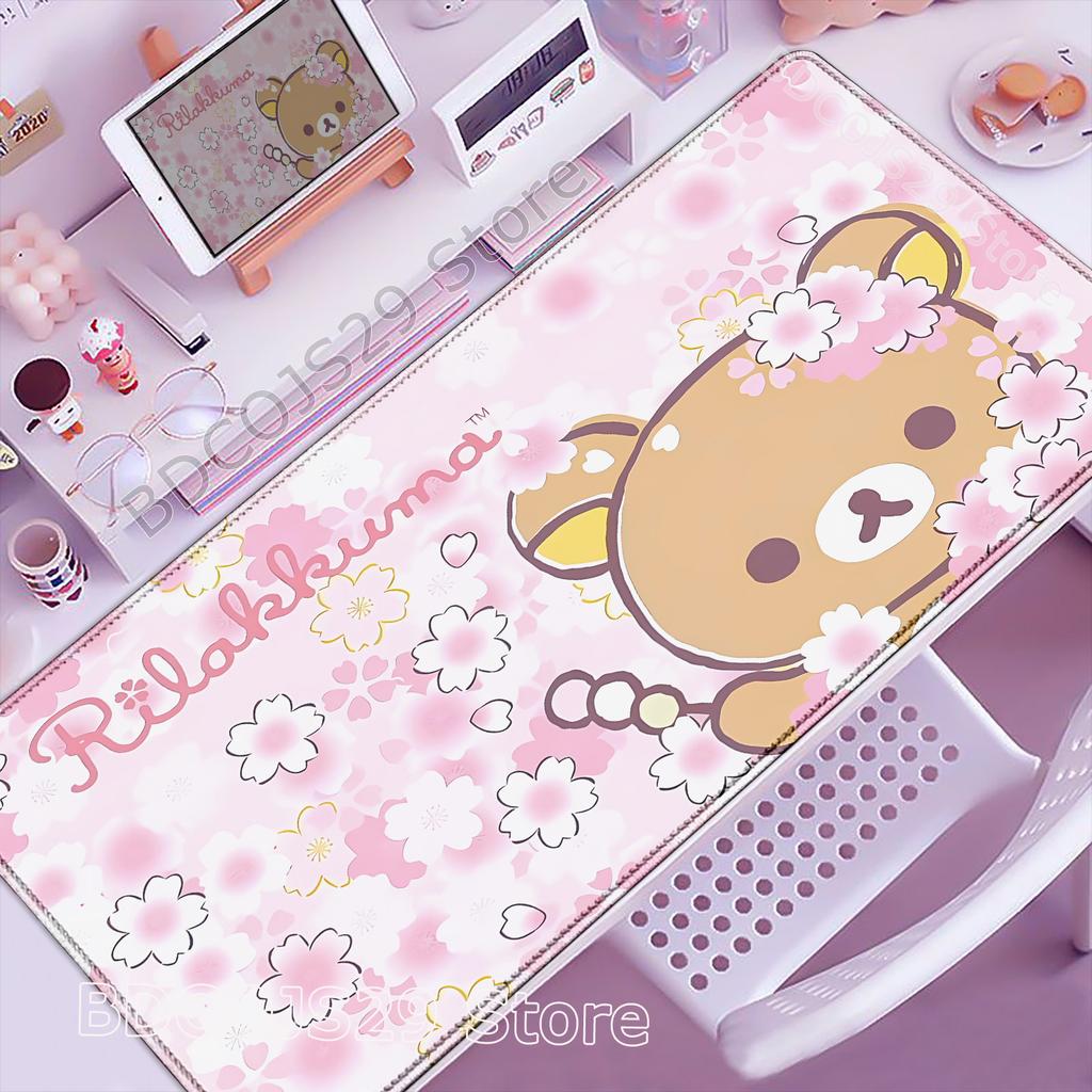 Lovely Kawaii Cartoon Mouse Mat Pink Rilakkuma Office Computer Desktop Mouse Pad Anime Gaming Cute Mousepad Nonslip Table Mat