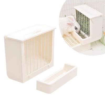 HandyMite Rabbit Timothy Hay Feeder with Food Box, Prevents Weed Waste, Can Be Used In Cages, or As a Standing Rabbit Supplies