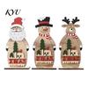 Wooden Christmas Ornaments Nordic Style Ornaments, Cute Santa Claus/Snowman/Reindeer Party Home Accents Figurine for Holiday Table Tiered Tray