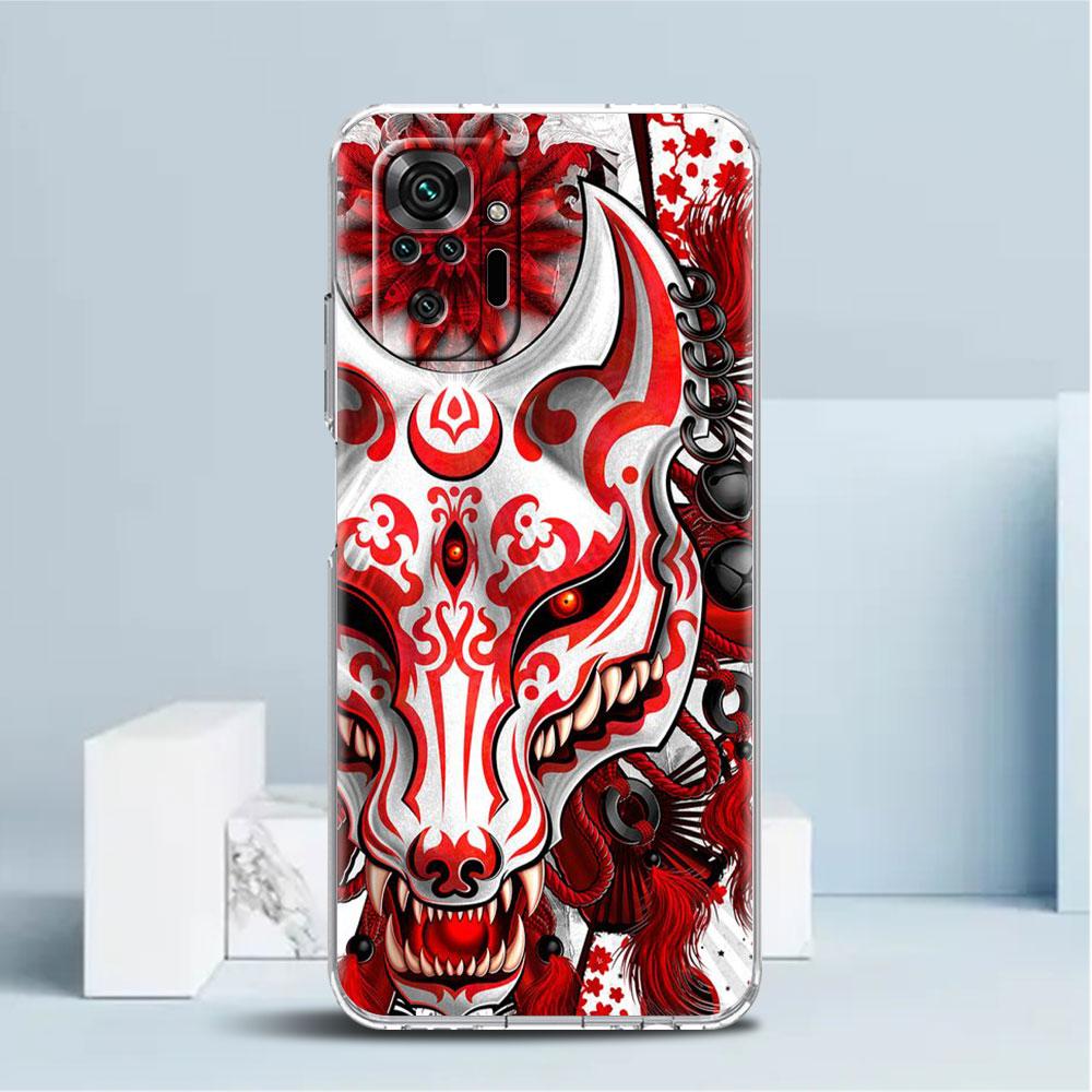 Custodia Maschera Oni Samurai Per Xiaomi Redmi Note 11 Pro 10 9 9S 8 8T 7 9A 9C 9T 10 10C K40 Cover Morbida Trasparente in TPU per Telefono