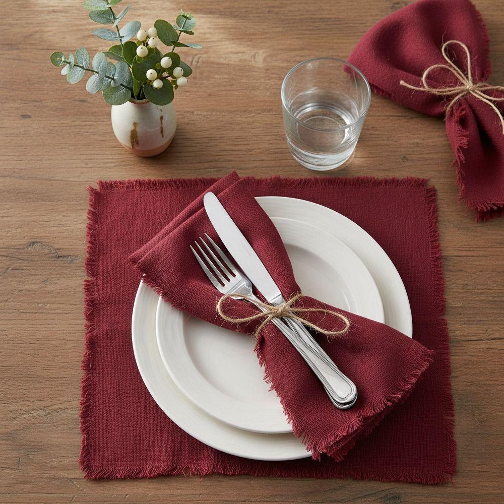 6pcs Sage Green Tassel Napkins Reusable Gauze Napkins Reusable Cloth Napkins  Home Decoration