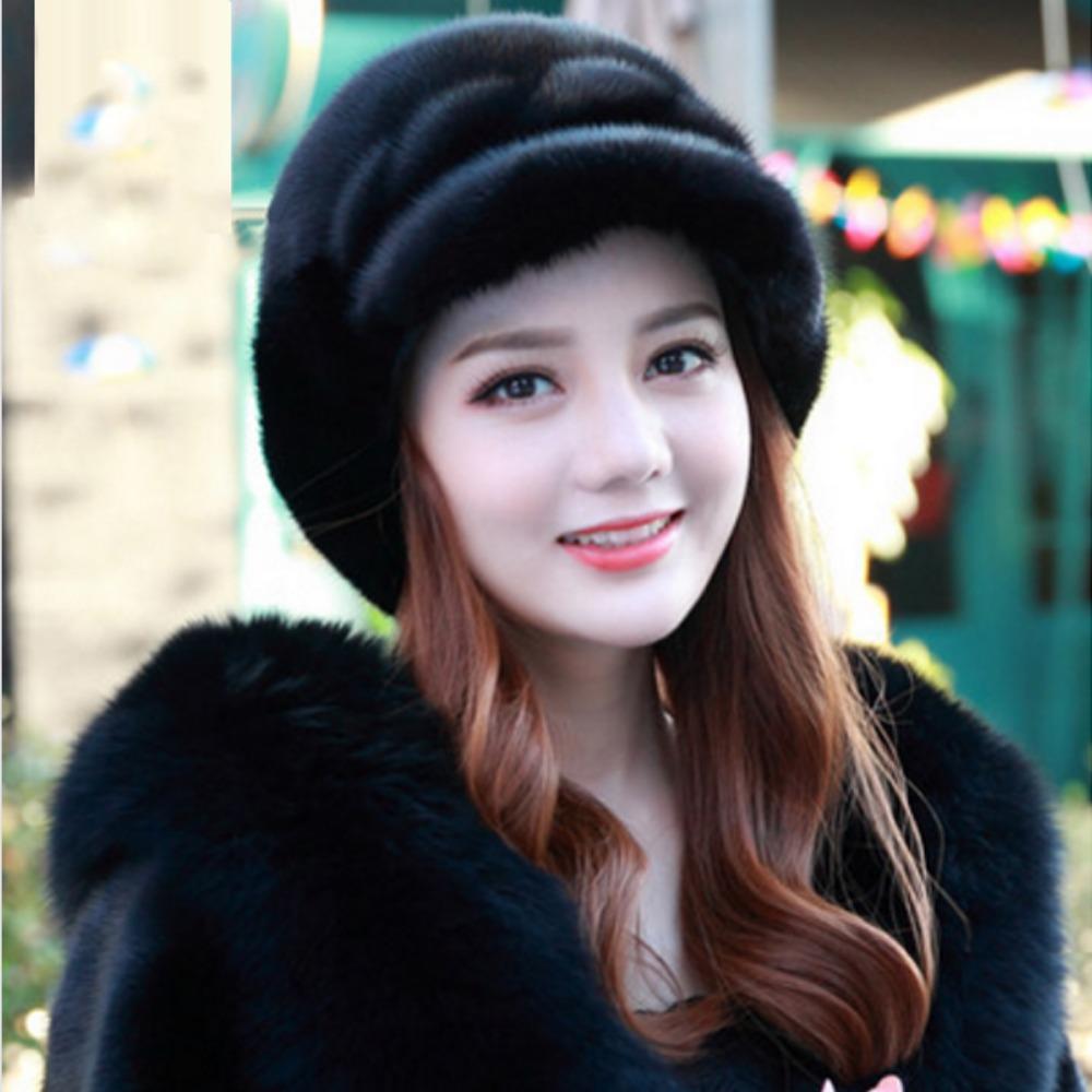 New Winter Mink Hat for Women Mink Fur Hat Whole Mink Fur Hat Ear Protection Duck Tongue Wheat Ear Mink Fur Hat