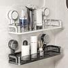 Wall Mounted Bathroom Storage Rack Suction Cup Design Non Perforated Bathroom Toiletries Holder Washbasin Storage Shelf Bathroom