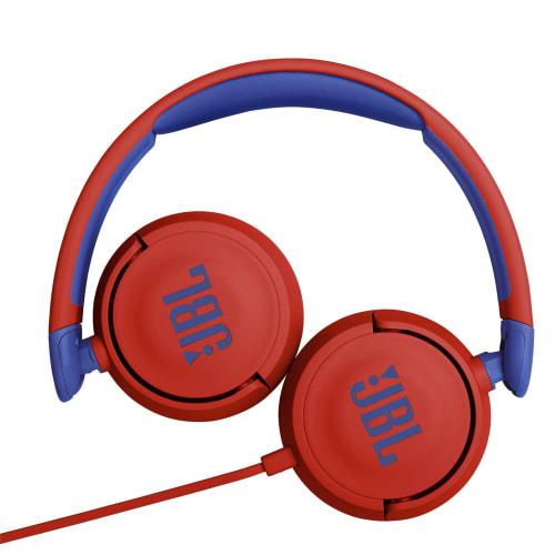 JBL JR310 Kids' Headphones with Volume Control, Customizable Stickers, and Remote Control, Red/Blue, 2021 Model JBLJR310RED