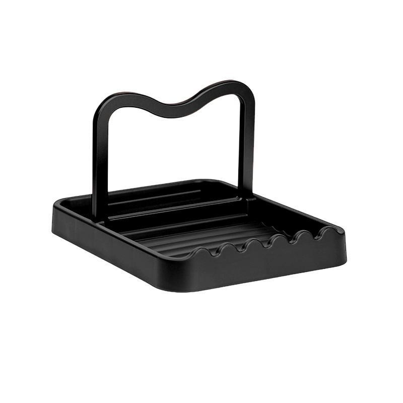 1pcs Spatula Lid Holder Worktop Spatula Rack Spoon and Spatula Stand Multi-Functional Draining Rack Kitchen Storage Organiser чёрный