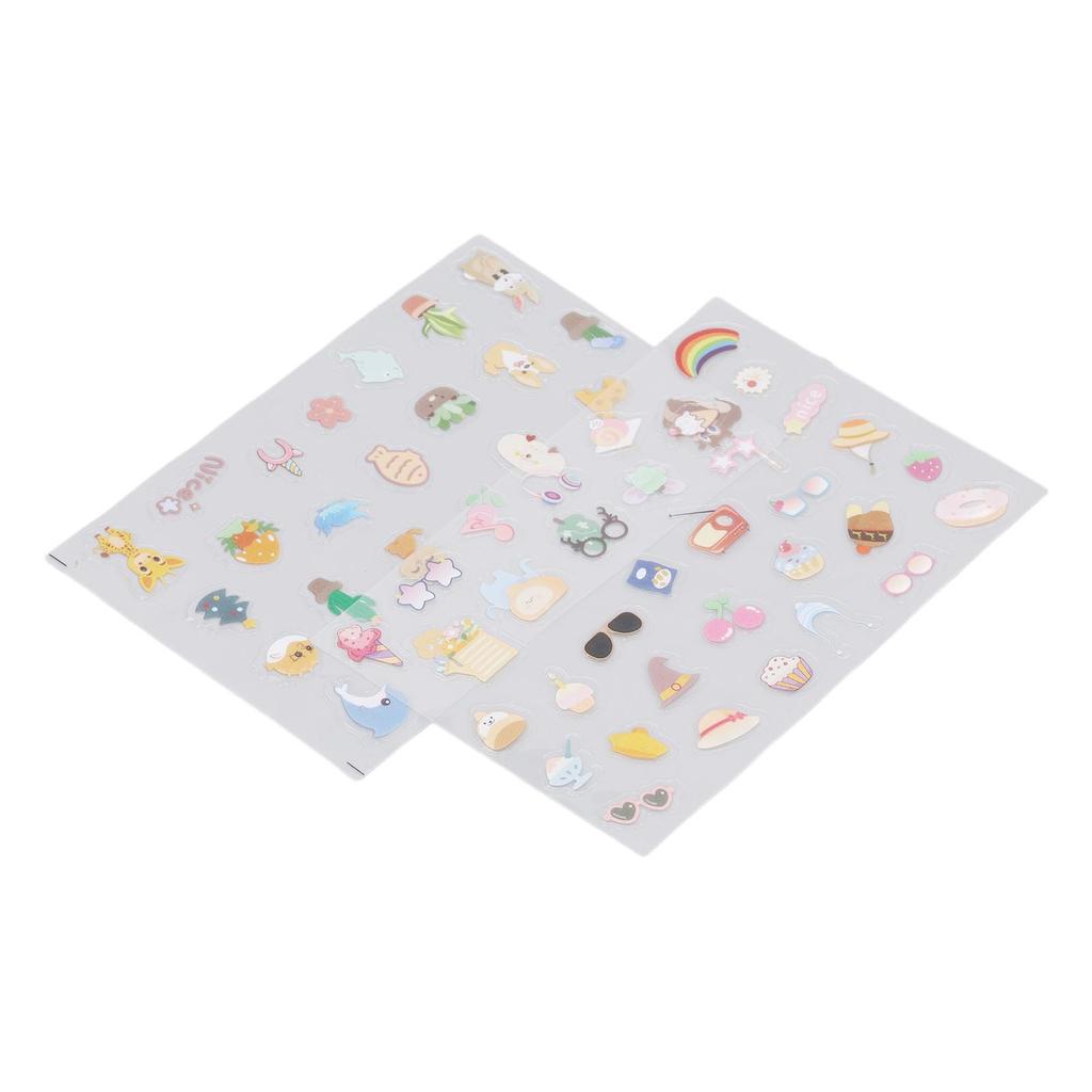 2PCS Decorative Stickers Cute Cartoon Self Adhesive Sticker Colorful PVC Sticker for   Album Planner Scrapbook