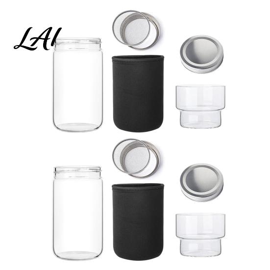 Organic Sprout Grower Sprouting Jar Kit Wide Mouth Glass with Lid Blackout