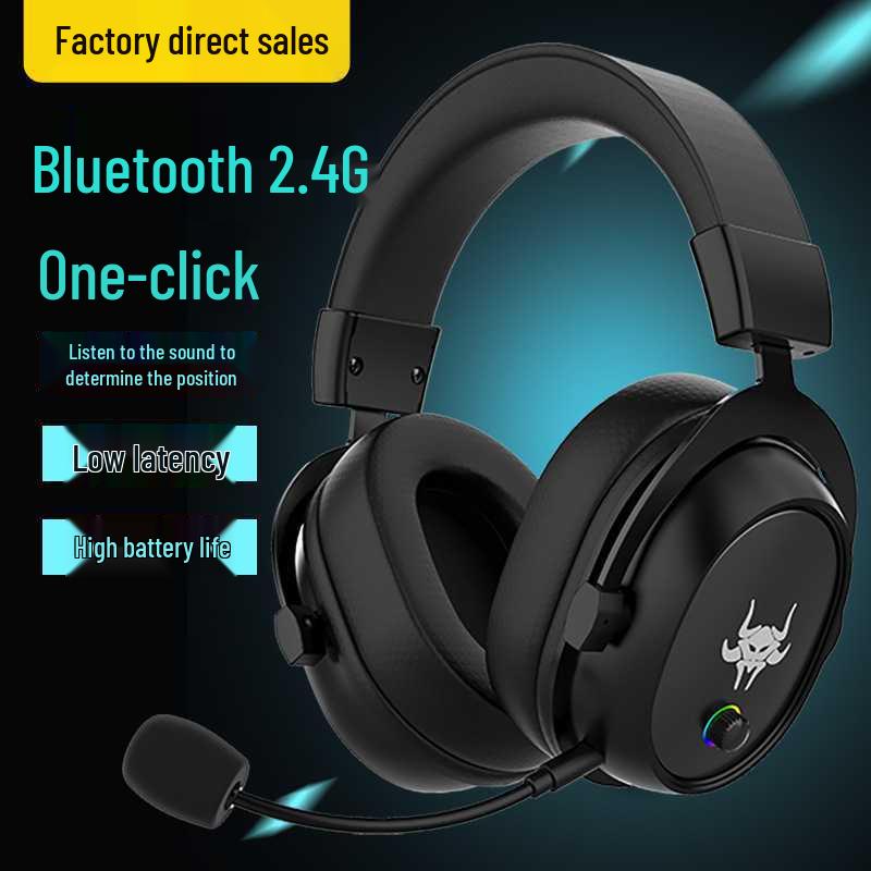 Dual-Mode 2.4G Wireless Gaming Headset with Bluetooth and Mic