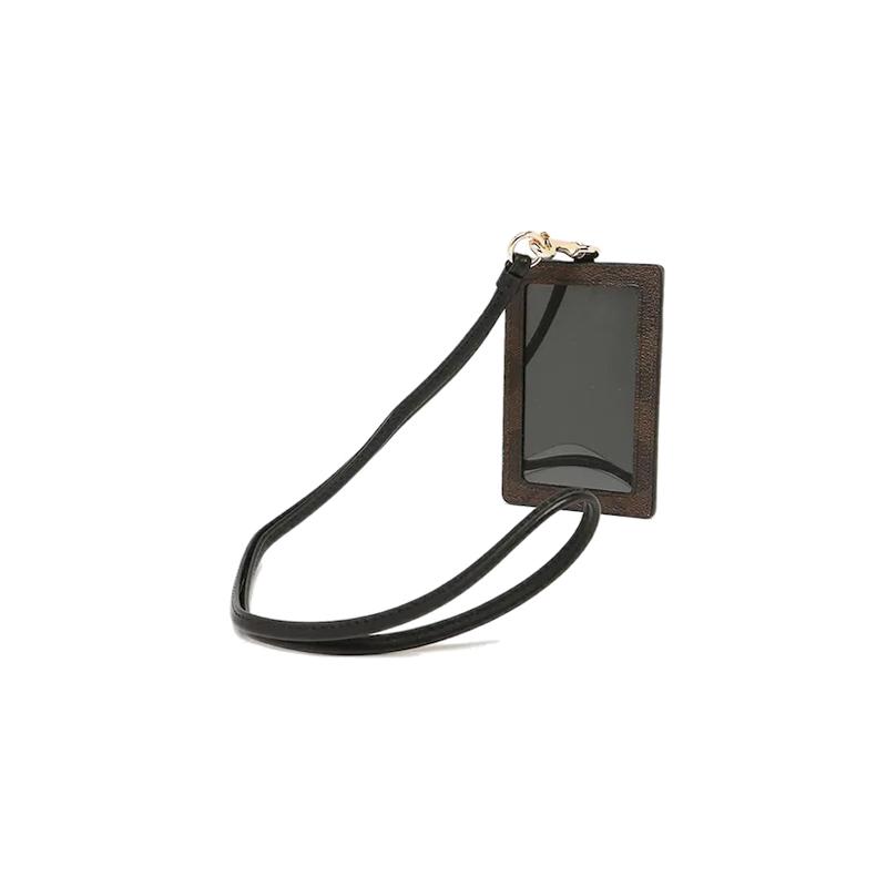 COACH Lanyard 7 presbyopic hanging neck badge badge coated canvas leather card holder women's black brown