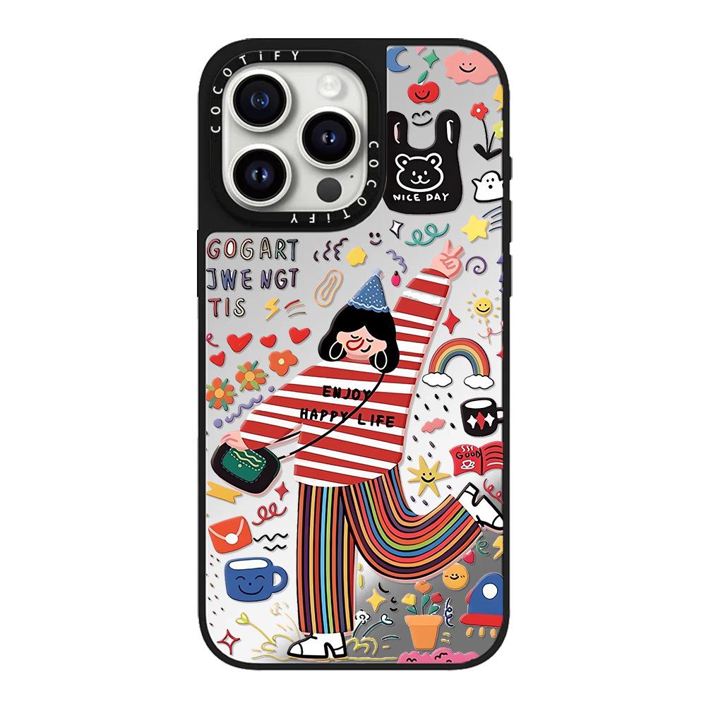 Happy Girl for Apple 16promax Mobile Phone Case for IPhone15/14plus Mirror 13 Protective Cover 12