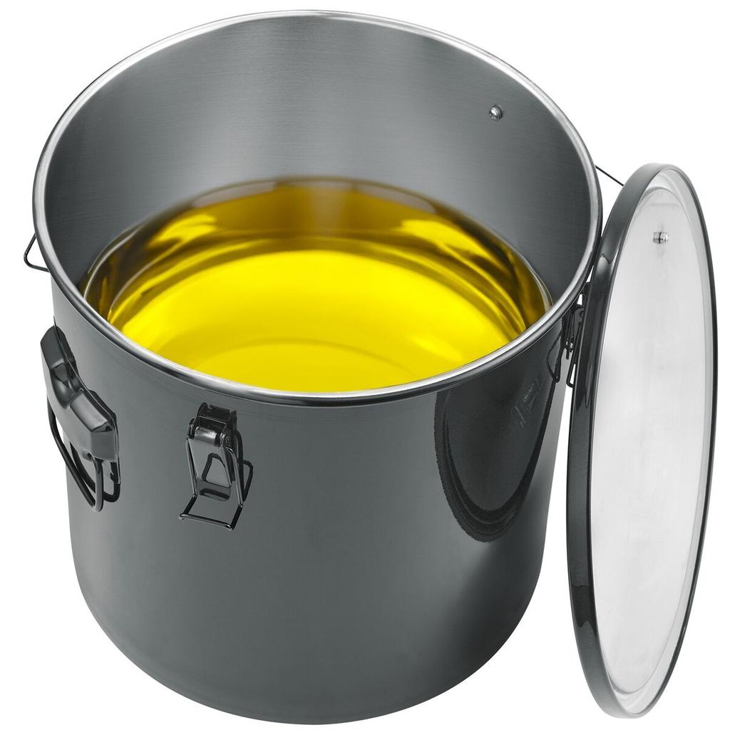 Fryer Grease Bucket, 10 Gal Oil Disposal Caddy Stainless Steel Fryer Oil Bucket Rust-Proof Coating, Oil Transport Container with Lid, Lock Clips,
