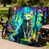 1pc Fantasy Cat Artwork Print Outdoor Blanket, Lightweight Polyester,