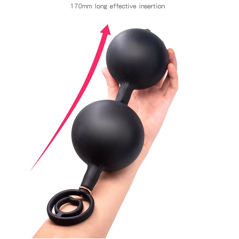 Double Bead Inflatable Anal Plug Anal Massager Expansion Stimulation  Sex Toys Fisting Silicone Tail Plug Anal Dildo
