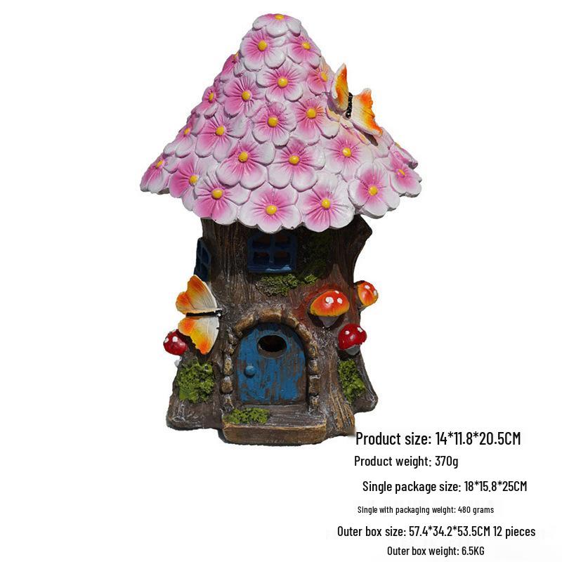 

New Resin Solar Flower House LED Outdoor Waterproof Decorative Courtyard Light