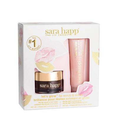 Sarah Happy Glow Lip Scrub & Shine Kit: Brown Sugar + Slip One Luxury Gloss for Healthy Lips