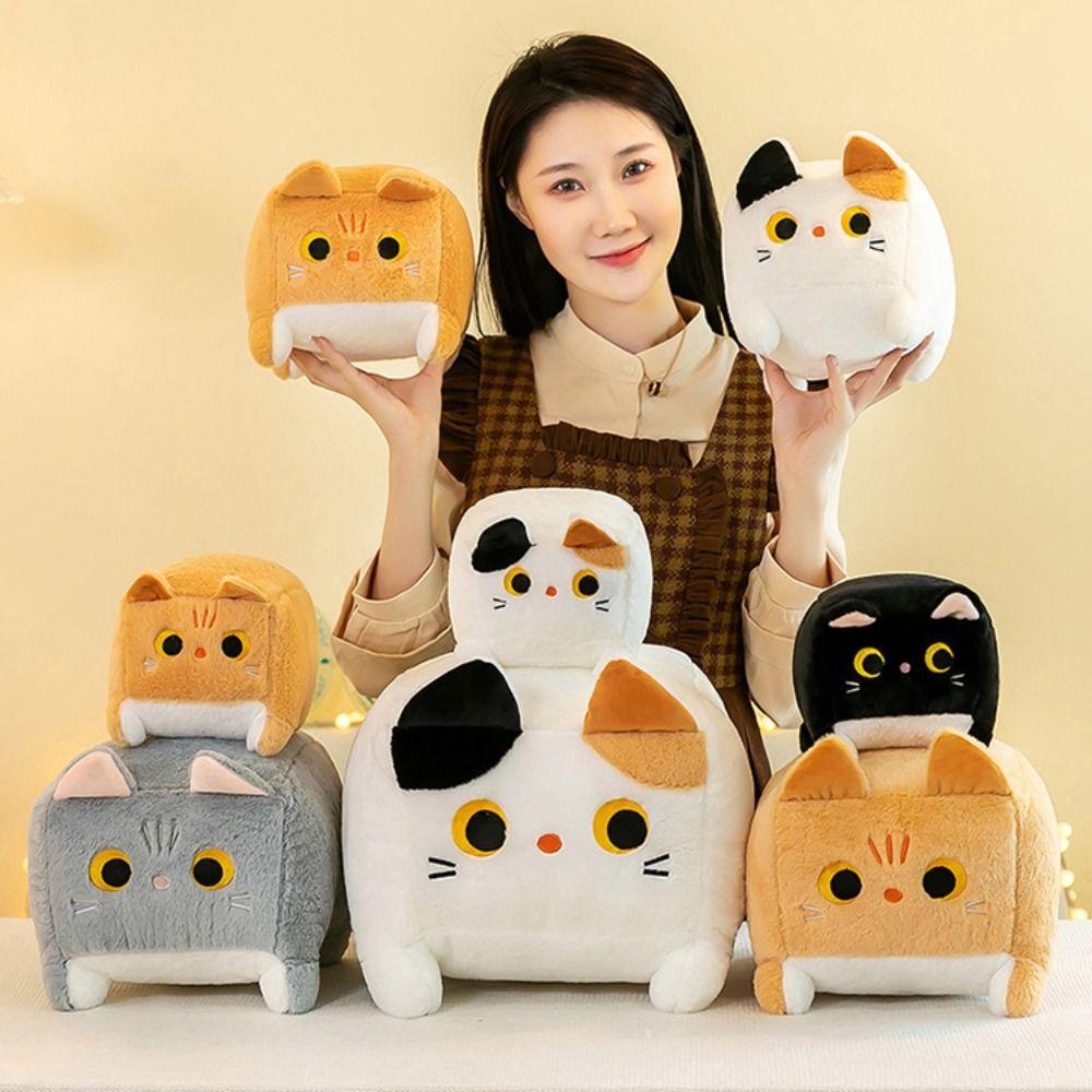 Soft Cushion Black Cat Pillow Block Cat Kitten Plush Doll Square Cat Plush Toy  Birthday Gift