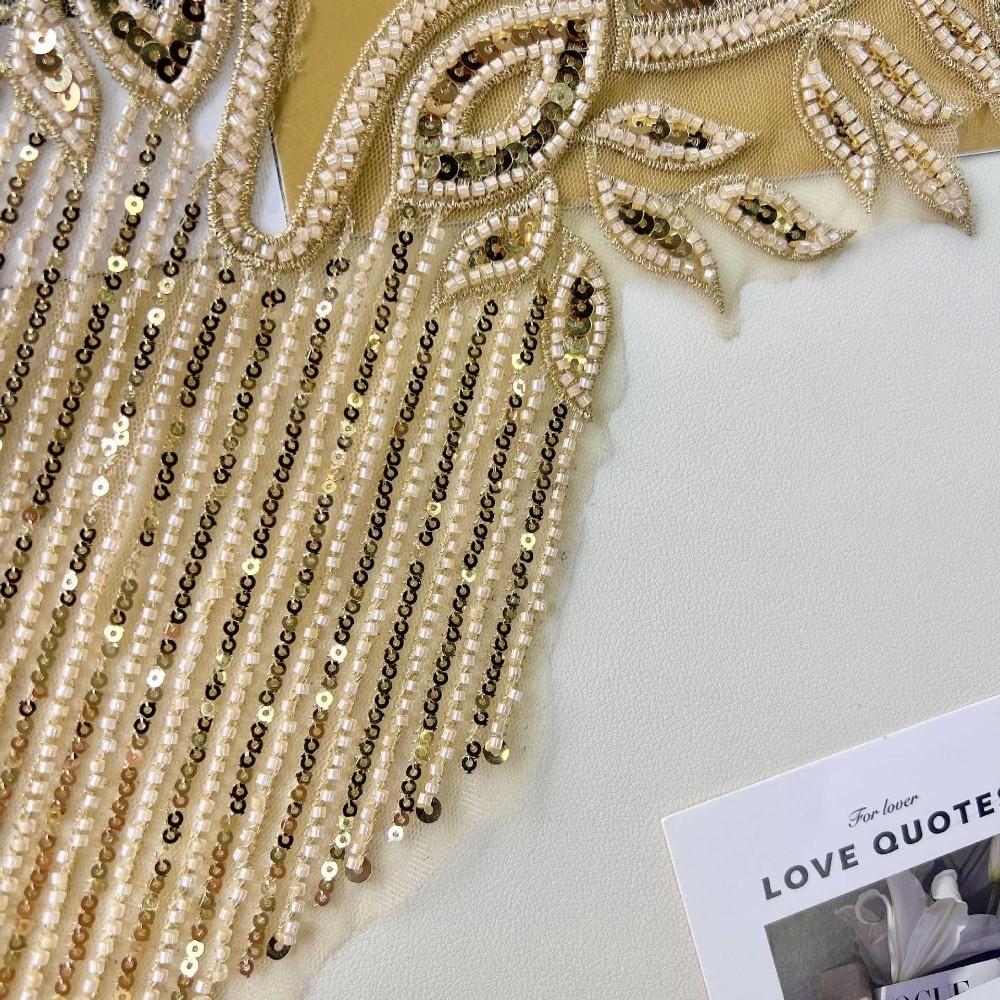 Luxury Applique Patches Handmade Clothing Applique Fashion Beads Applique  Apparel Accessories