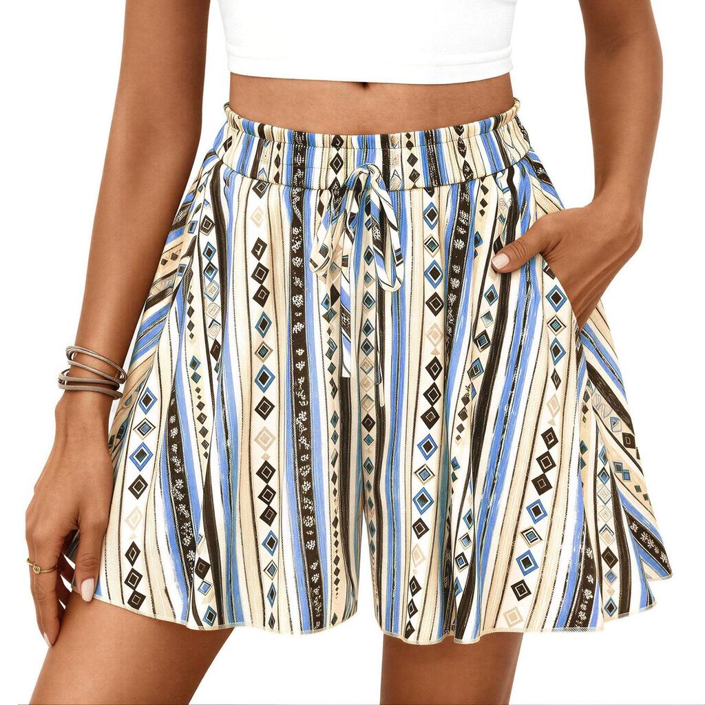 Women's Flowy High Waist Wide Leg Ruffle Midi Skirt for Spring/Summer Beach Vacation