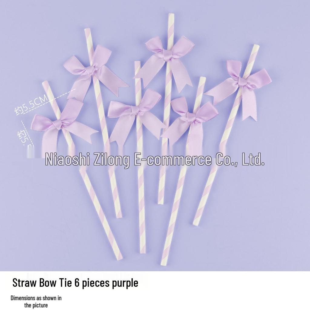 Disposable Paper Straw Bow for Children's Birthday Cupcake Decoration