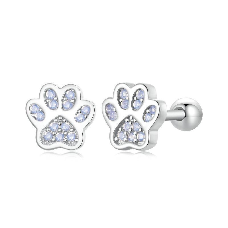 925 Silver Mini Flower Butterfly Bird Bee Stud Earrings Rainbow Moonstone Kitty Cat Ear Studs Girl Party Jewelry