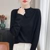 Nuovo Top Base Layer alla Moda Maglia Base T-shirt Collo Alto Maglione Lavorato a Maglia Leggero Stile Primavera/Autunno da Donna