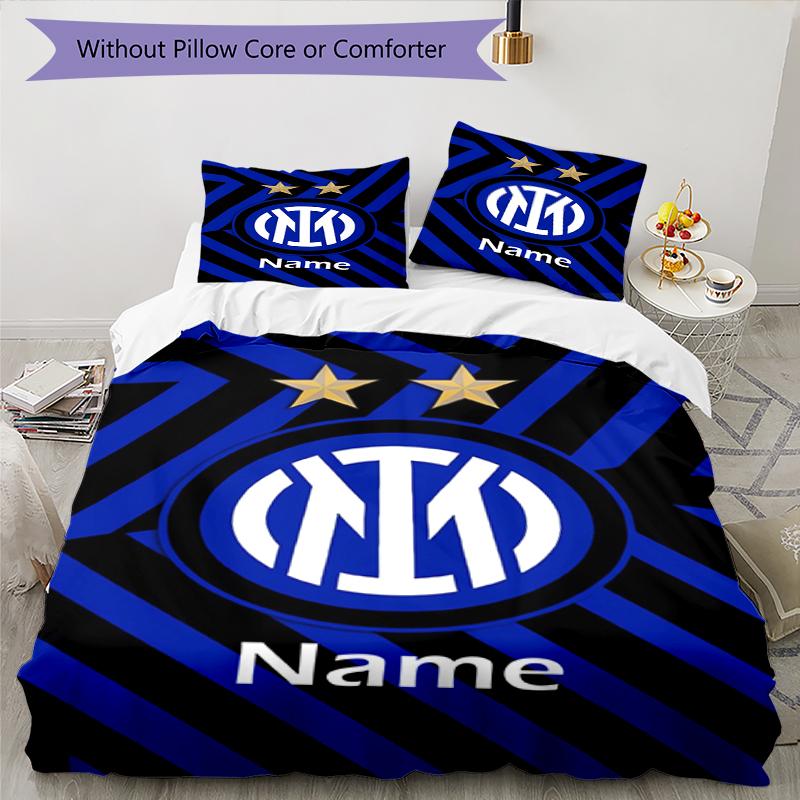 Set Biancheria da Letto Inter Milano Personalizzato con Nome 3 Pezzi Copripiumino Chiusura Include 1 Copripiumino e 2 Federe, Morbido e Confortevole per Tutte le Stagioni.