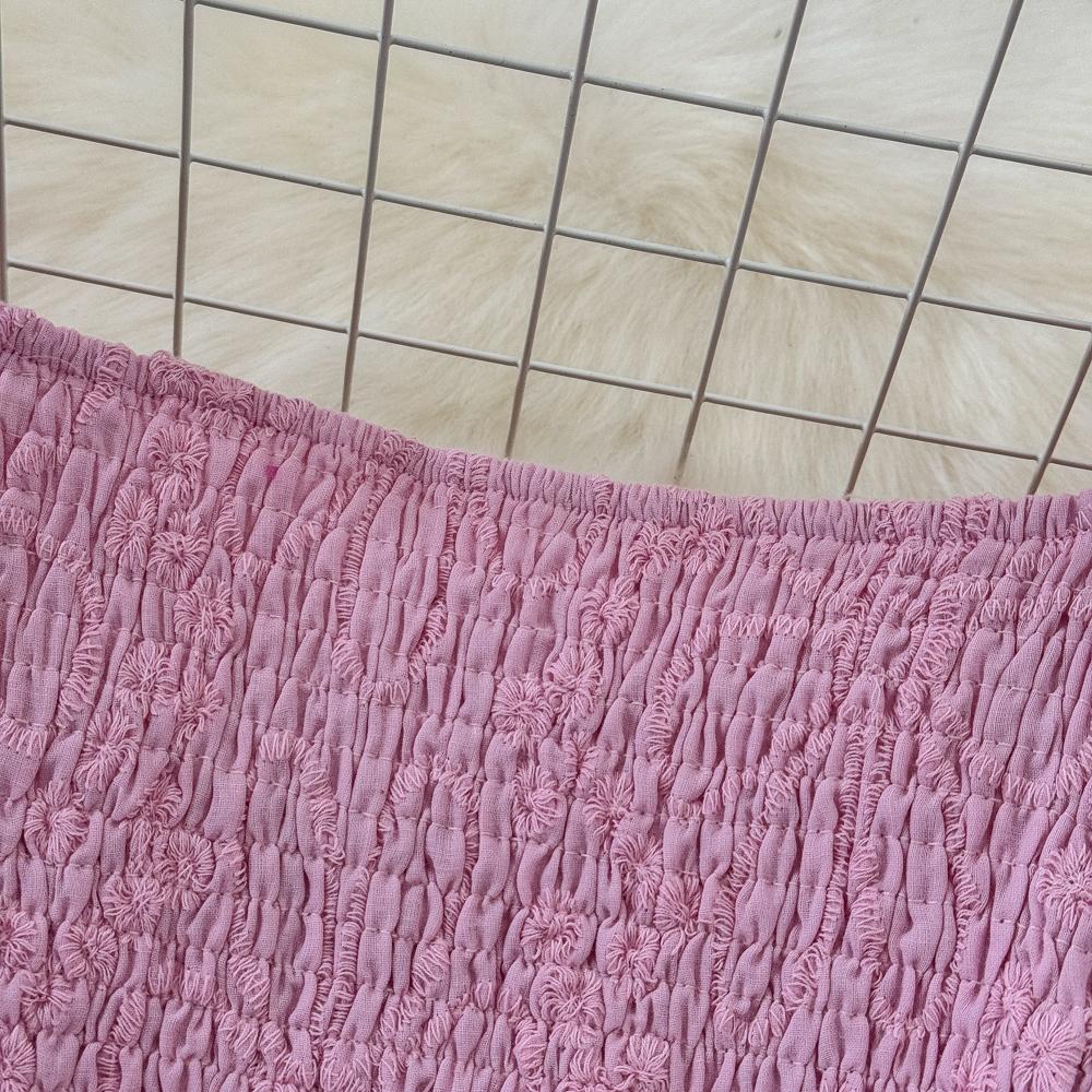 Fashion Dress for Women Square Collar Puff Sleeve A-line Floral Texture Vestido Womens Solid Color Folds Dresses Summer Dropship