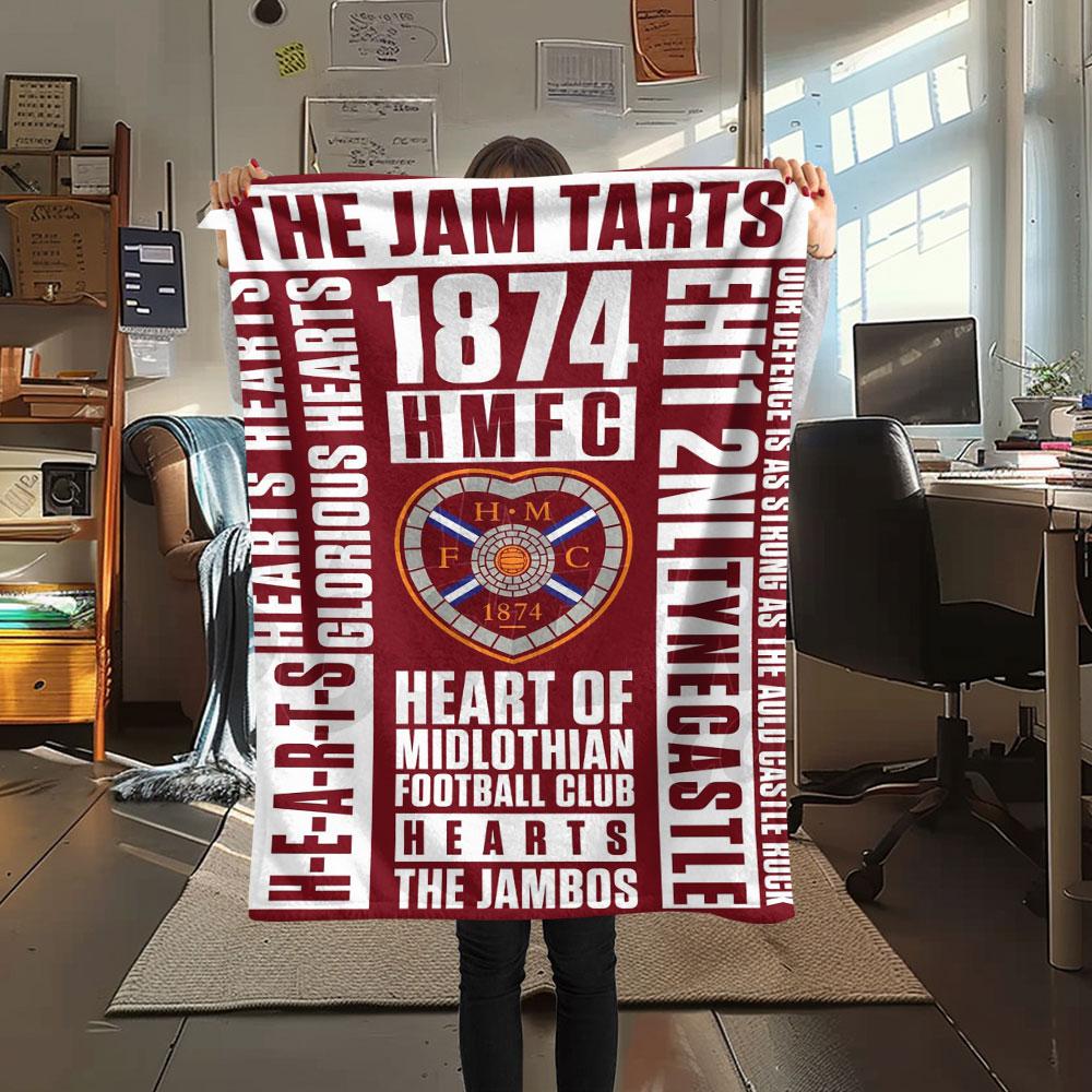 1 pièce Couverture en flanelle à motif du Heart of Midlothian Football Club Convient à toutes les saisons pour la décoration intérieure Chaleur et confort Cadeaux Cadeau de vacances