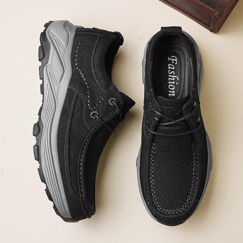 Fashion Genuine Leather Mens Casual Shoes Non-Slip Lace-Up Hiking Shoes Sneakers New Fashion Male Treking Footwear Comfortable Trainers