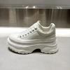 European Style Casual Women's Shoes 2025 New Autumn Collection 8cm Increased Height Thick Sole Old Fashioned White Shoes